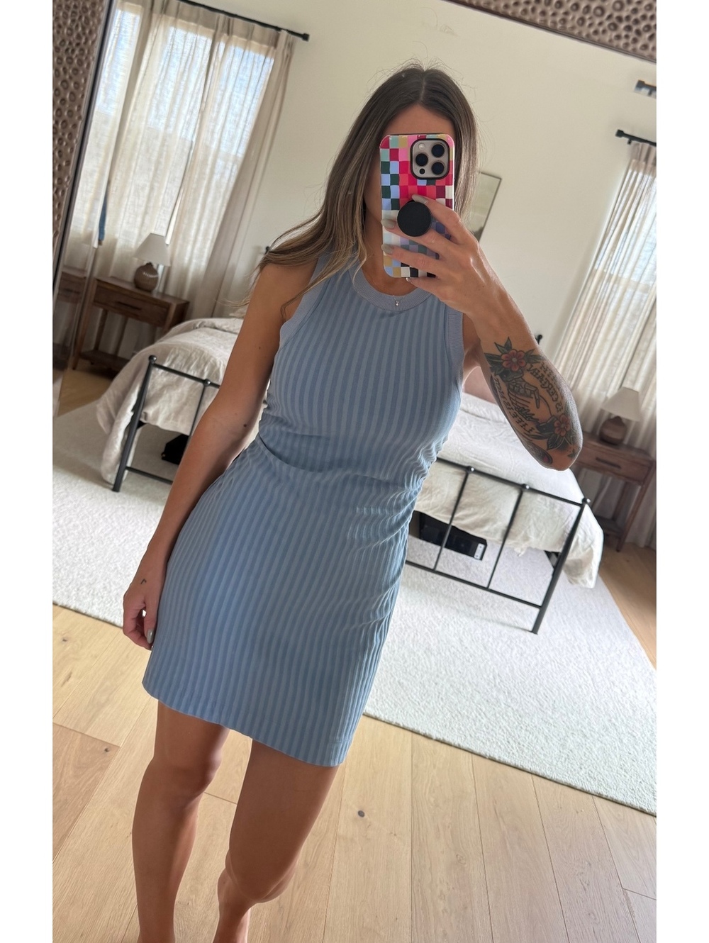 l*space Light Blue Ribbed Tank Dress